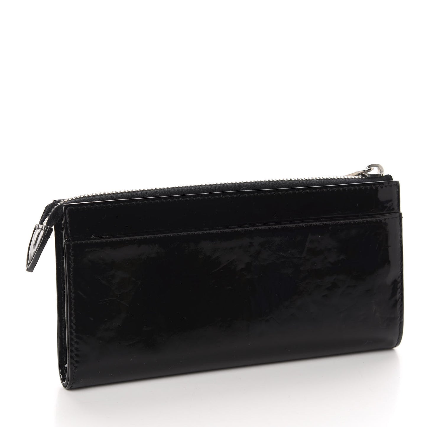 Patent Zip Clutch Wallet Black