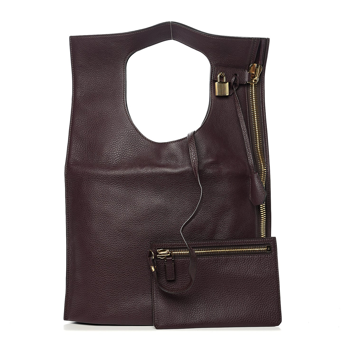 Ramskin Large Alix Padlock Zip Shoulder Bag Wine
