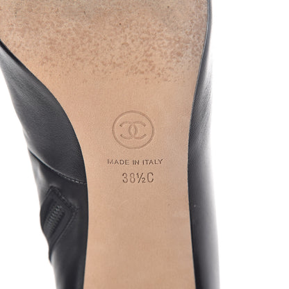 Chanel Lambskin Grosgrain Cap Toe Pearl Ankle Boots 38.5 Black 5 of 7