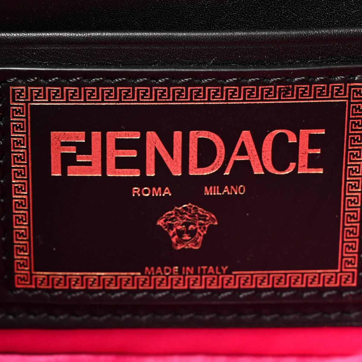 Fendi X VERSACE Vitello Seta Fendace Mini Brooch Baguette Black 6 of 9
