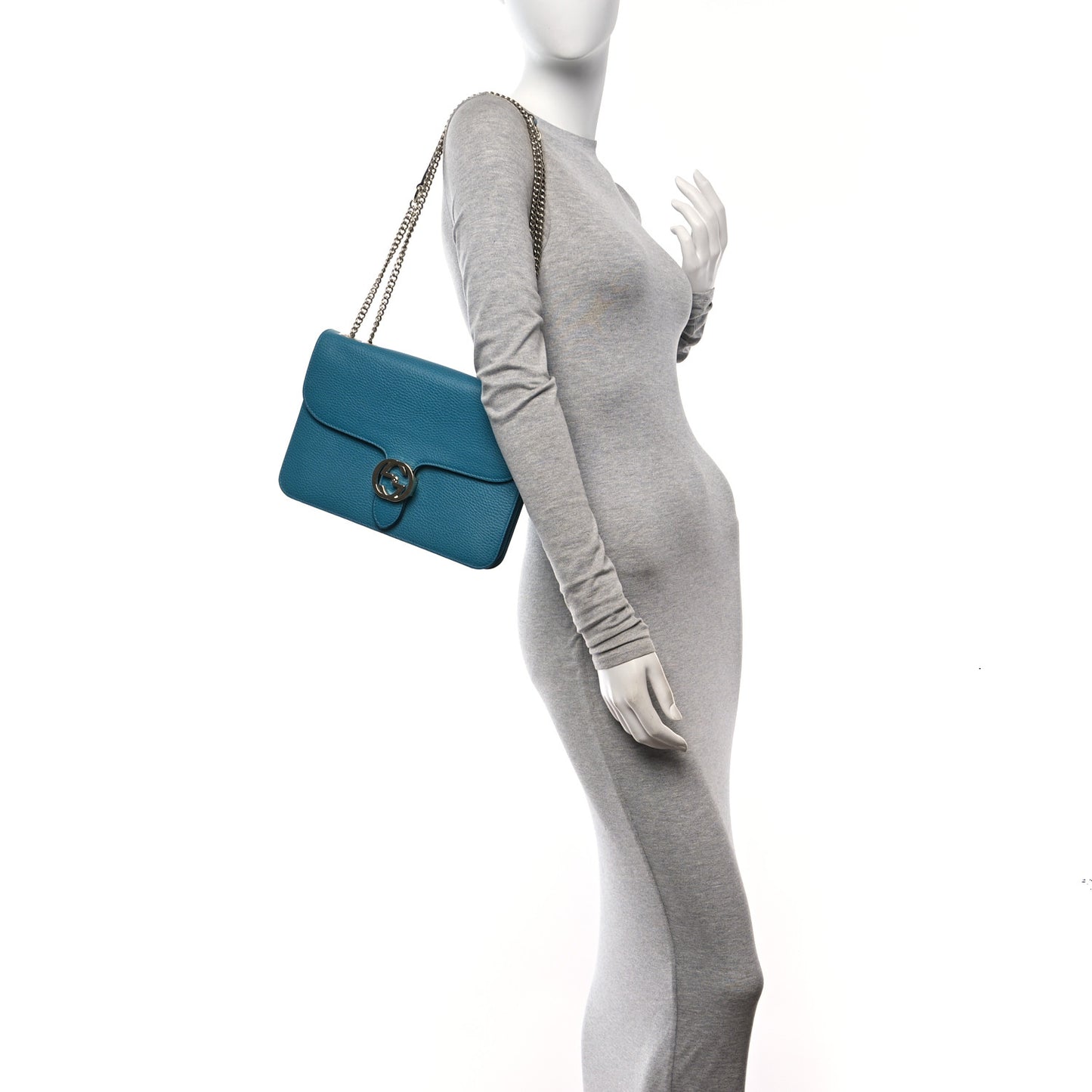 Dollar Calfskin Interlocking G Shoulder Bag Deep Cobalt