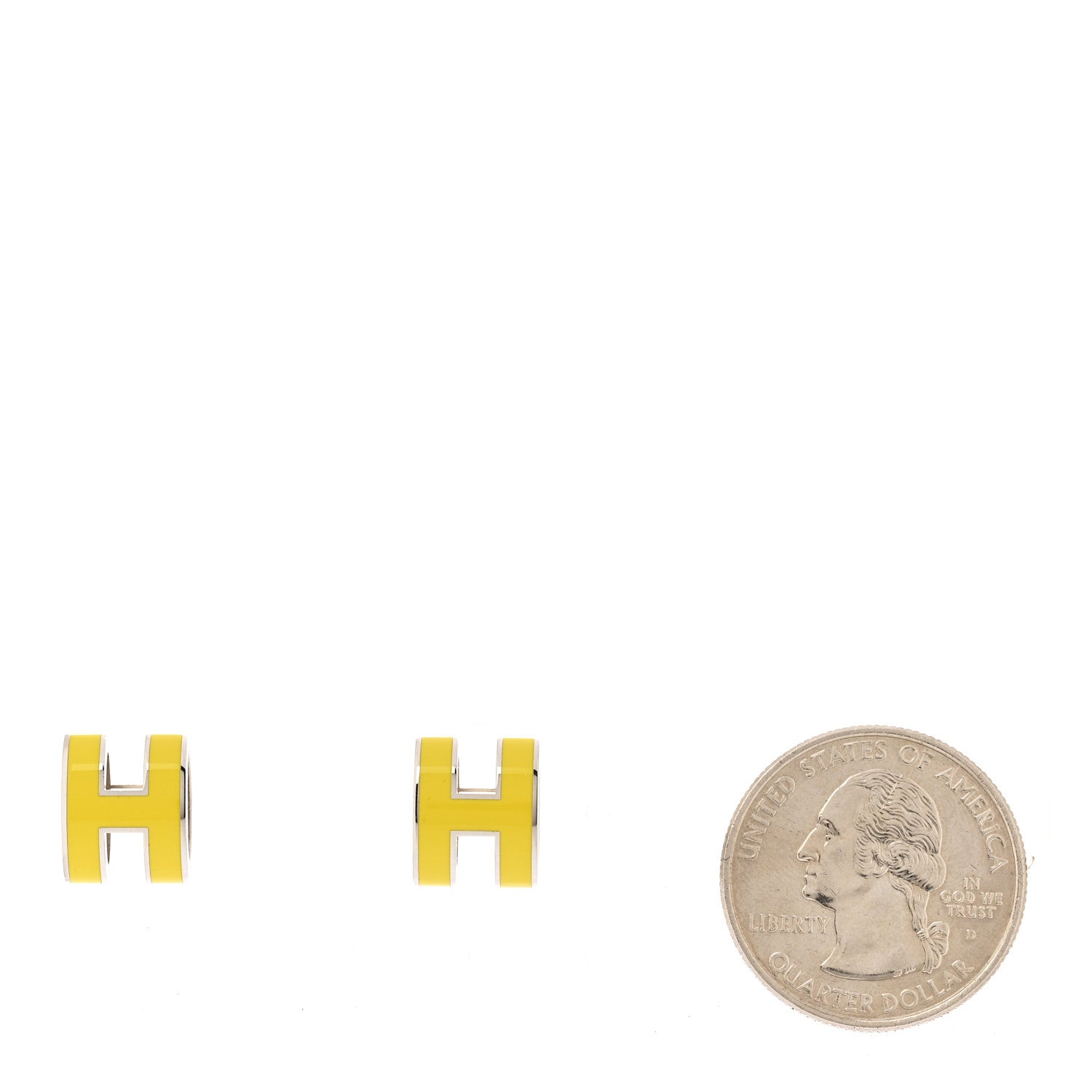 Hermes Palladium Lacquered Mini Pop H Earrings Jaune Sature 2 of 5