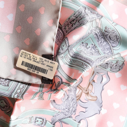 Hermes Silk Brides De Gala Love Pocket Square Beige Rose Dragee Vert Amande 5 of 5
