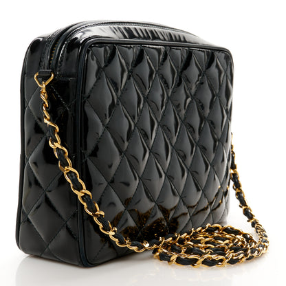 Chanel Patent Quilted Tassel Camera Case Black 3 of 11