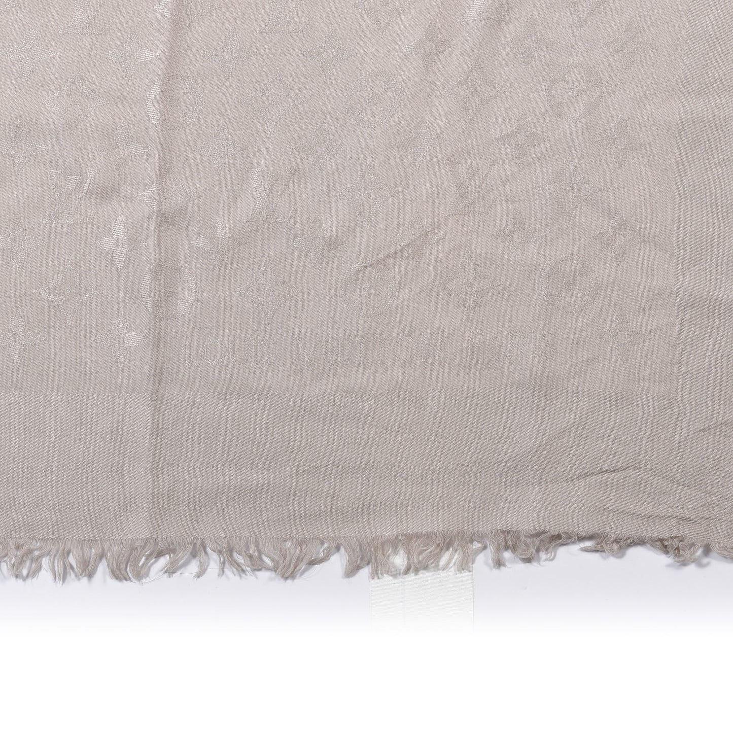 Silk Wool Monogram Shawl Greige