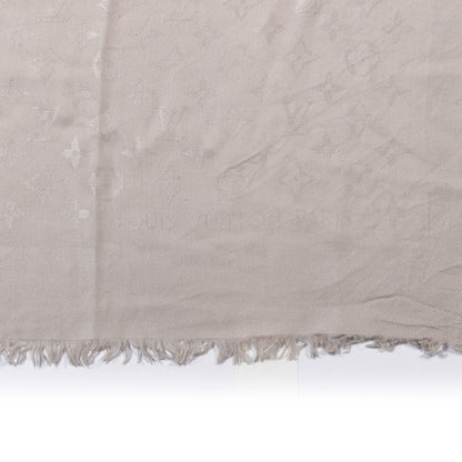 Louis Vuitton Silk Wool Monogram Shawl Greige 2 of 3