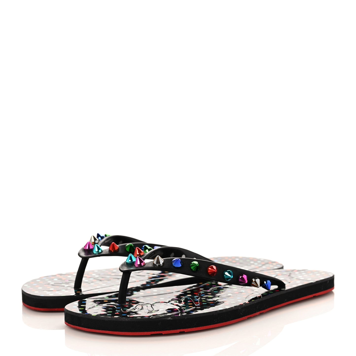 Rubber Spike Loubi Donna Flip Flop 40 Black Multicolor