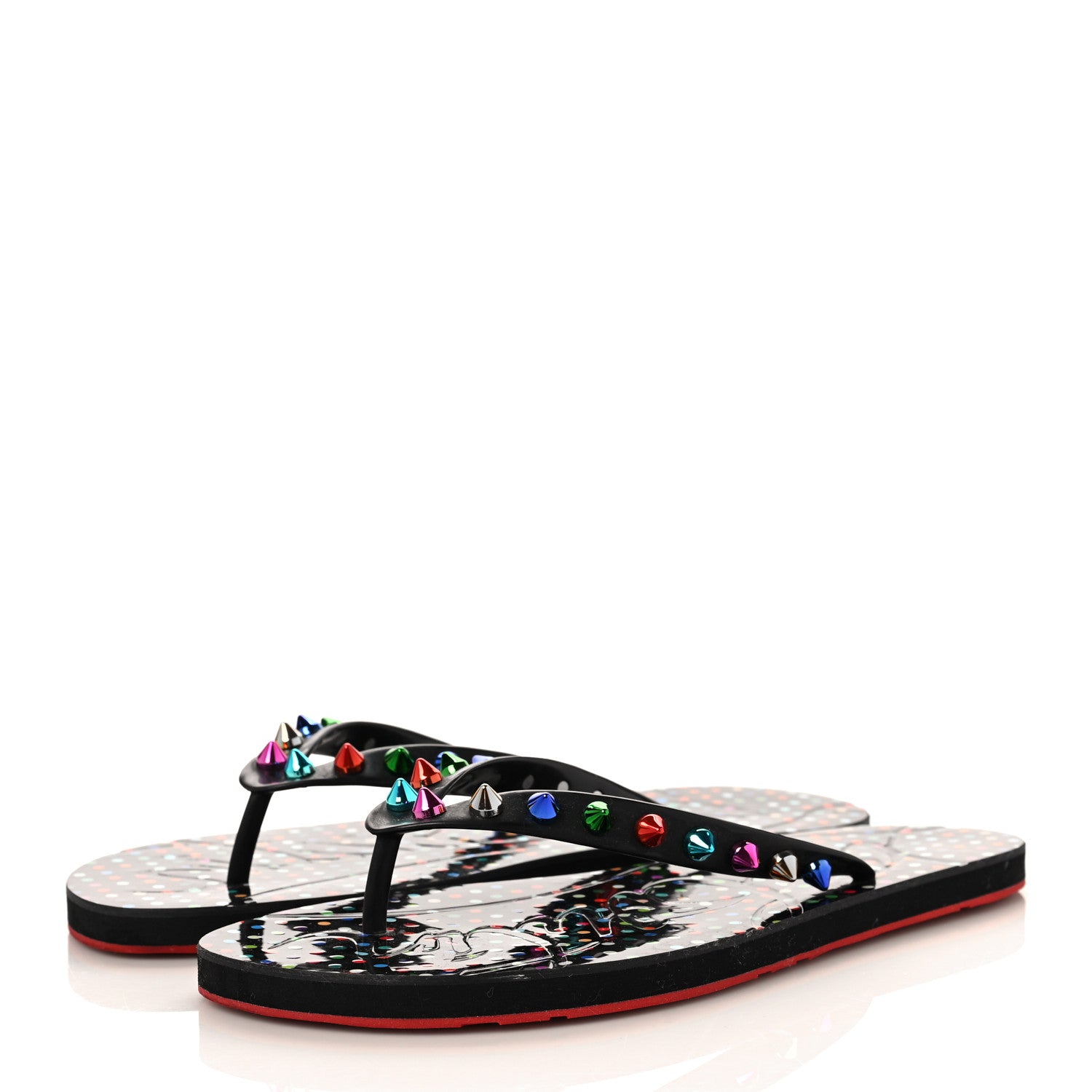 Christian Louboutin Rubber Spike Loubi Donna Flip Flop 40 Black Multicolor 3 of 7