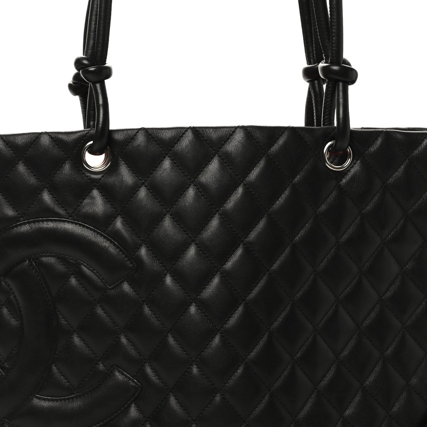 Calfskin Quilted Large Cambon Tote Black