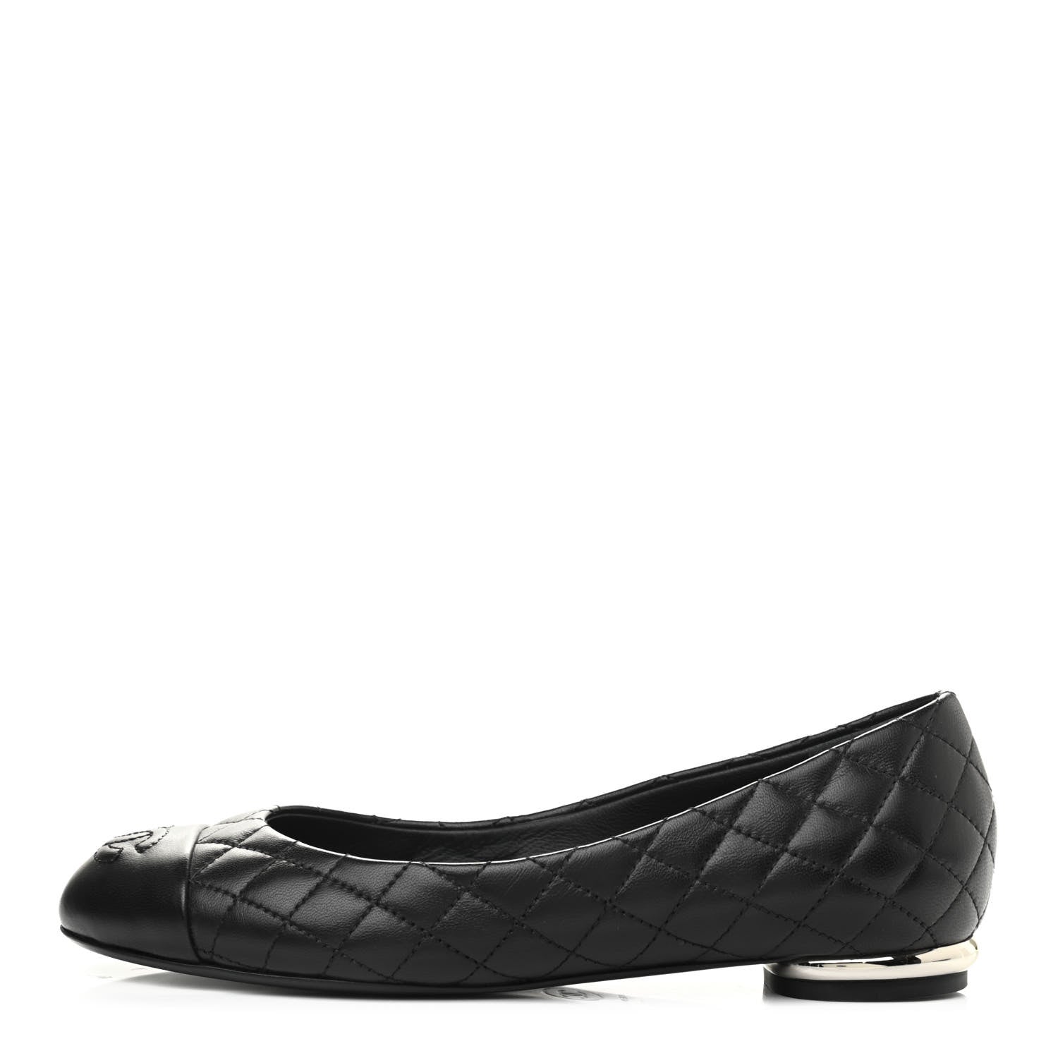 Chanel Lambskin Quilted CC Cap Toe Ballerina Flats 39 Black 35 Black 2 of 18