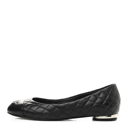 Chanel Lambskin Quilted CC Cap Toe Ballerina Flats 39 Black 35 Black 2 of 18