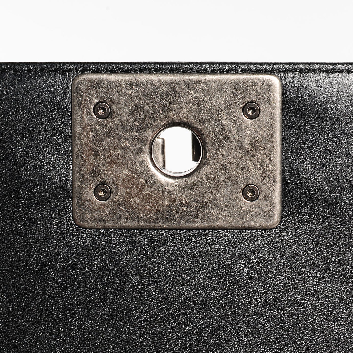 Metallic Calfskin Quilted Medium Boy Flap Black