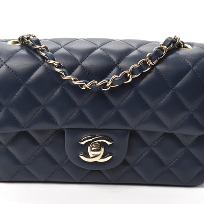 Chanel Lambskin Quilted Mini Rectangular Flap Dark Blue 8 of 10
