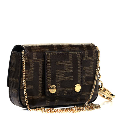 Fendi Glazed Fabric FF 1974 Nano Baguette Belt Charm Mogano Panna 3 of 9