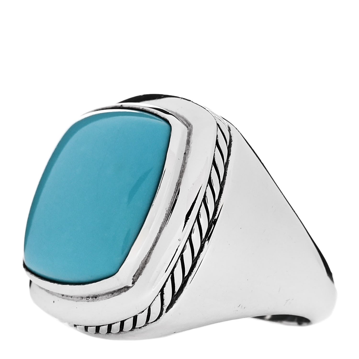 David Yurman Sterling Silver Turquoise 17mm Albion Ring 54 7 3 of 5