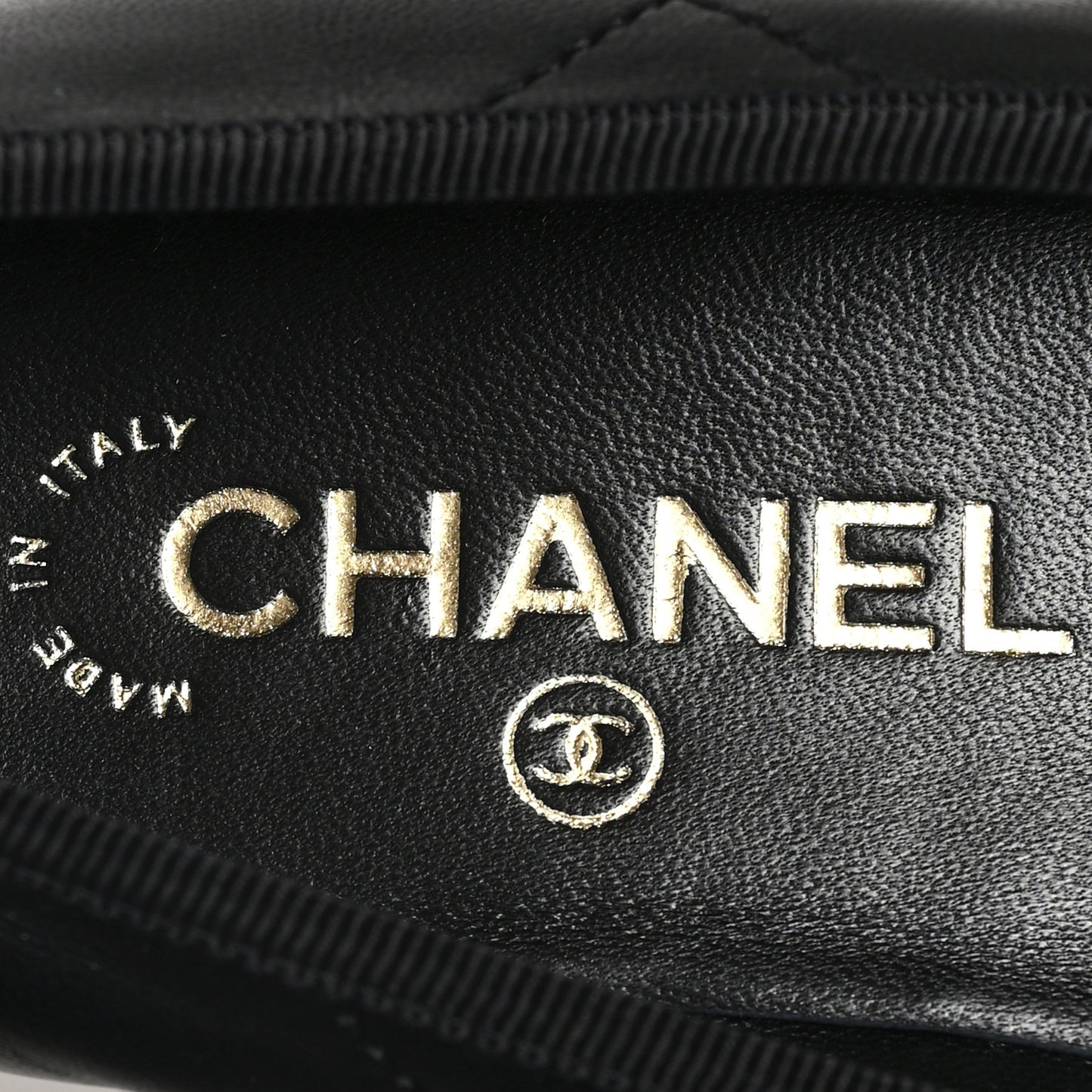Lambskin Quilted CC Cambon Ballet Flats 35.5 Black White