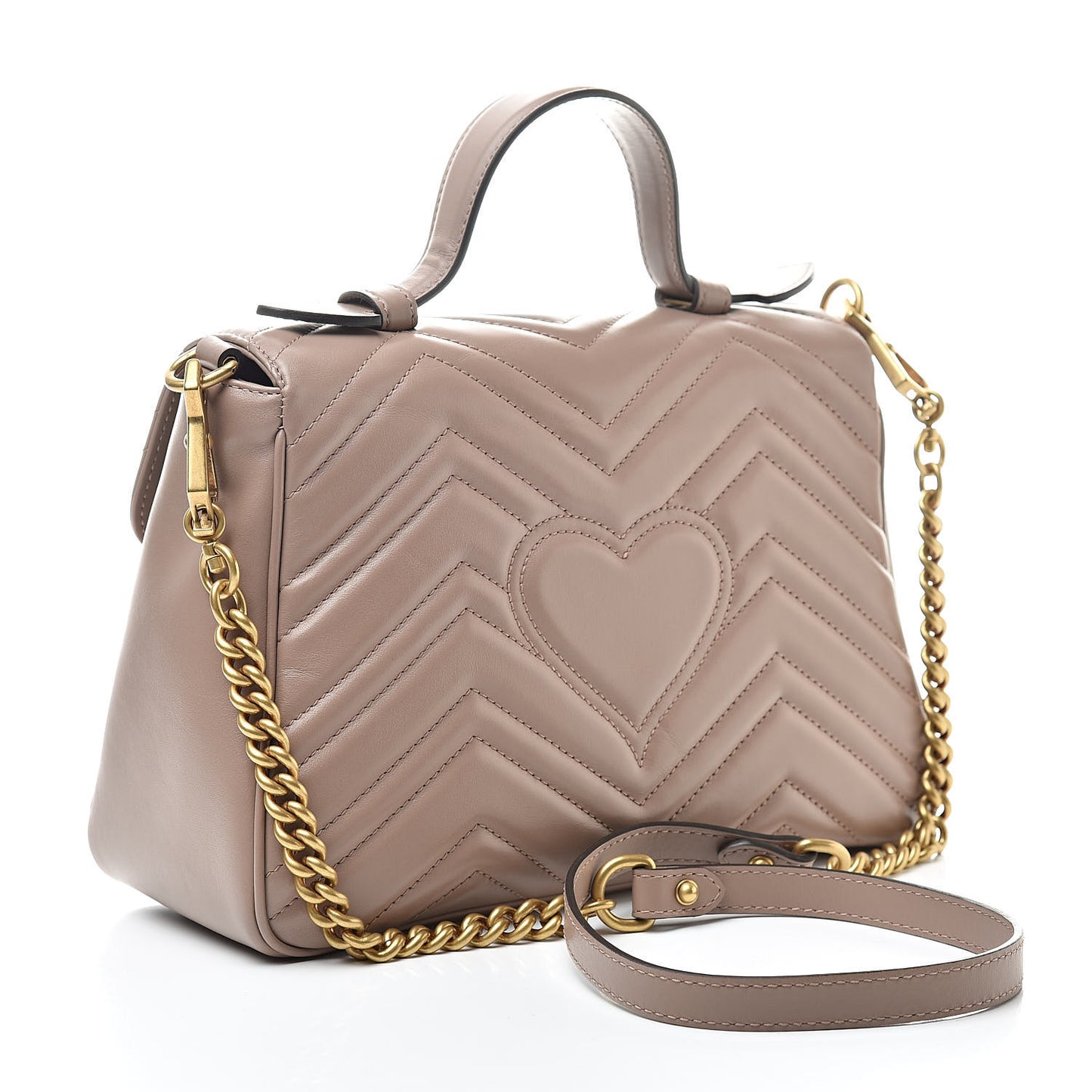 Calfskin Matelasse Small GG Marmont Top Handle Shoulder Bag Porcelain Rose