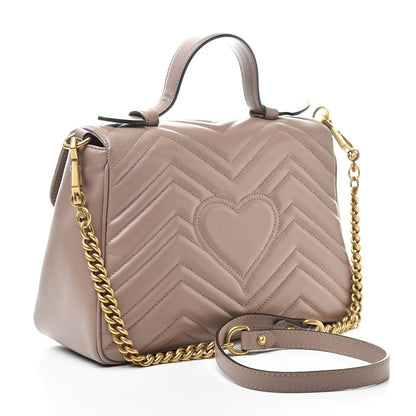 Gucci Calfskin Matelasse Small GG Marmont Top Handle Shoulder Bag Porcelain Rose 3 of 12