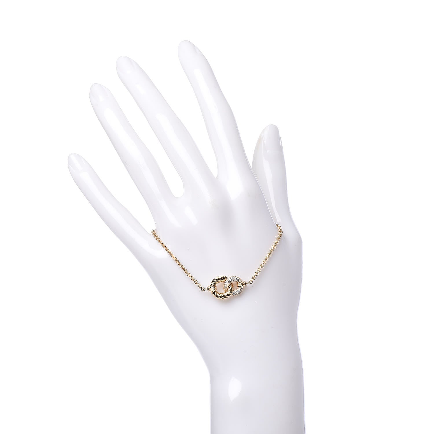 David Yurman 18K Yellow Gold Diamond Belmont Single Station Bracelet 2 of 6