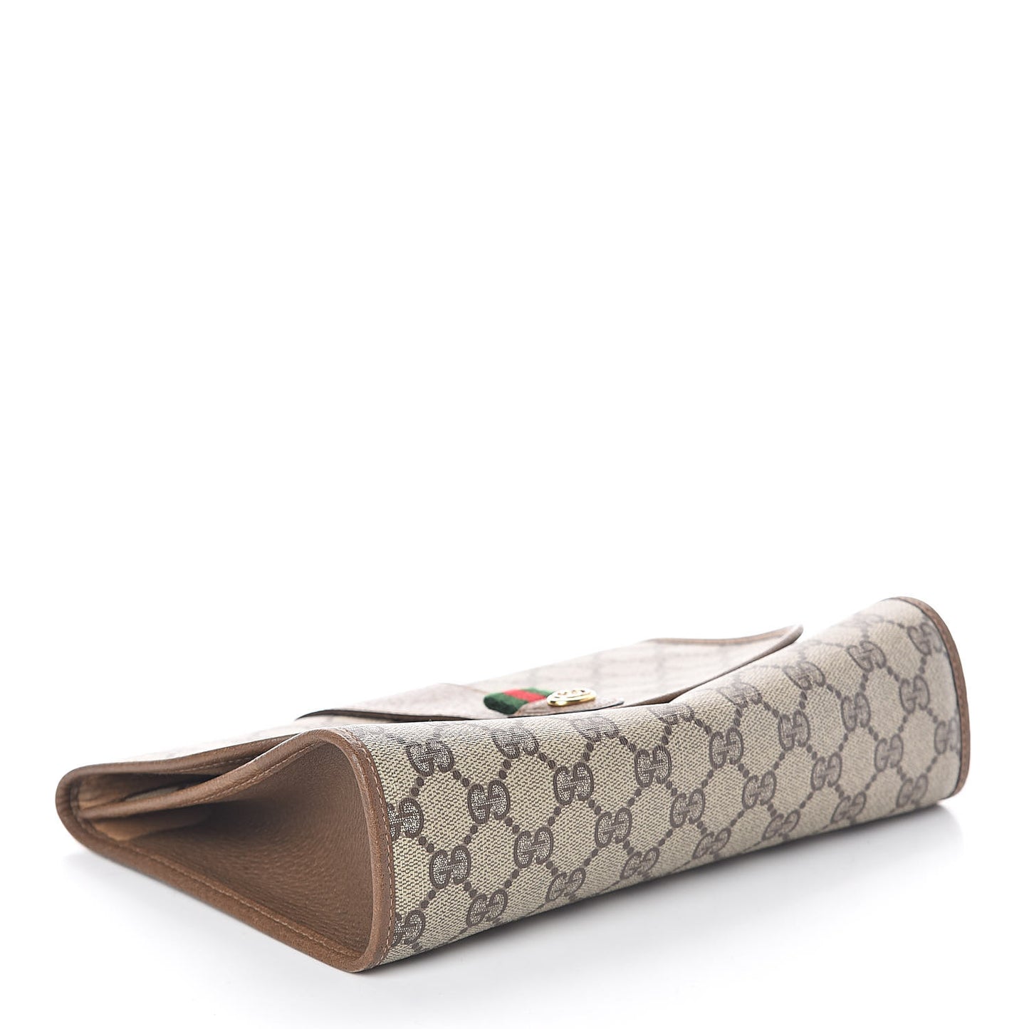 Coated Canvas Monogram Web Clutch Brown