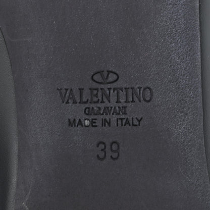 Valentino Garavani Calfskin Lacquered Monochrome Rockstud Ballerina Flats 39 Black 6 of 11