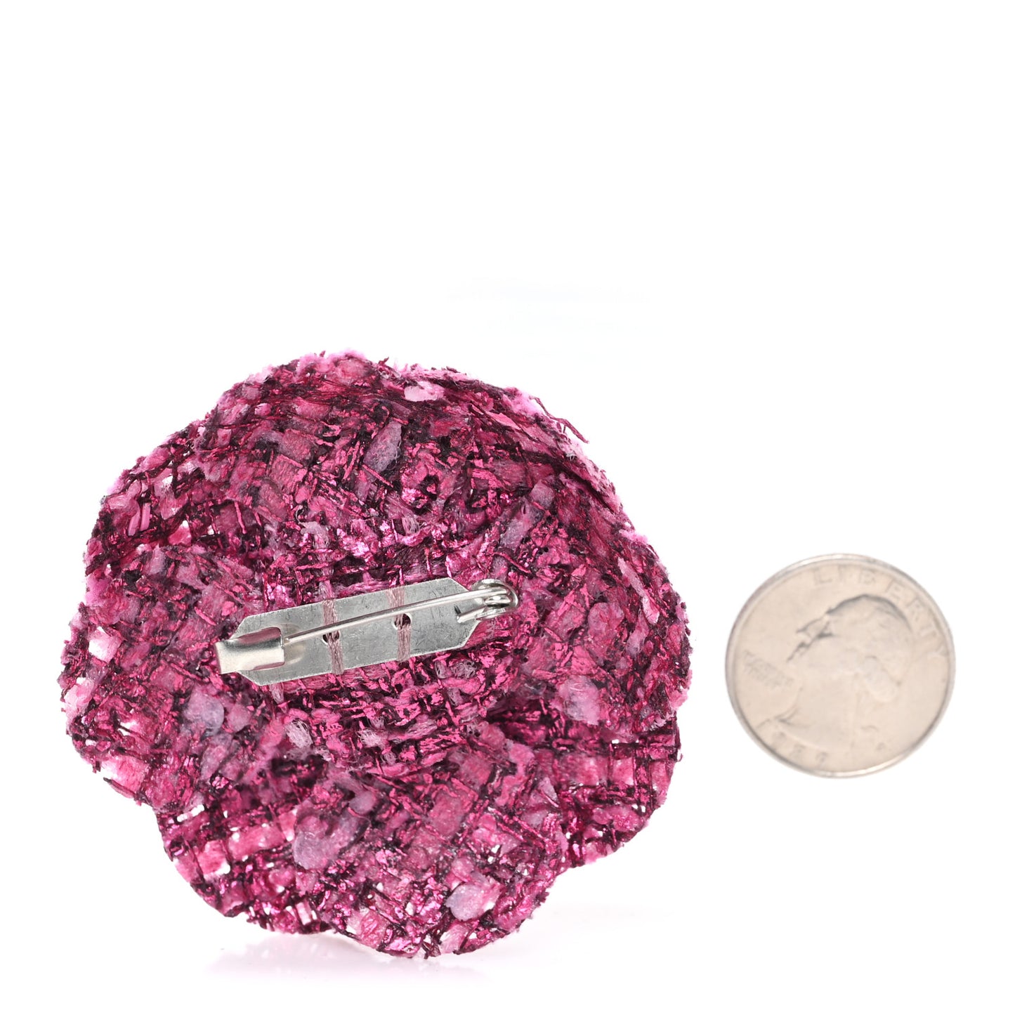 Tweed Camellia Pin Brooch Pink
