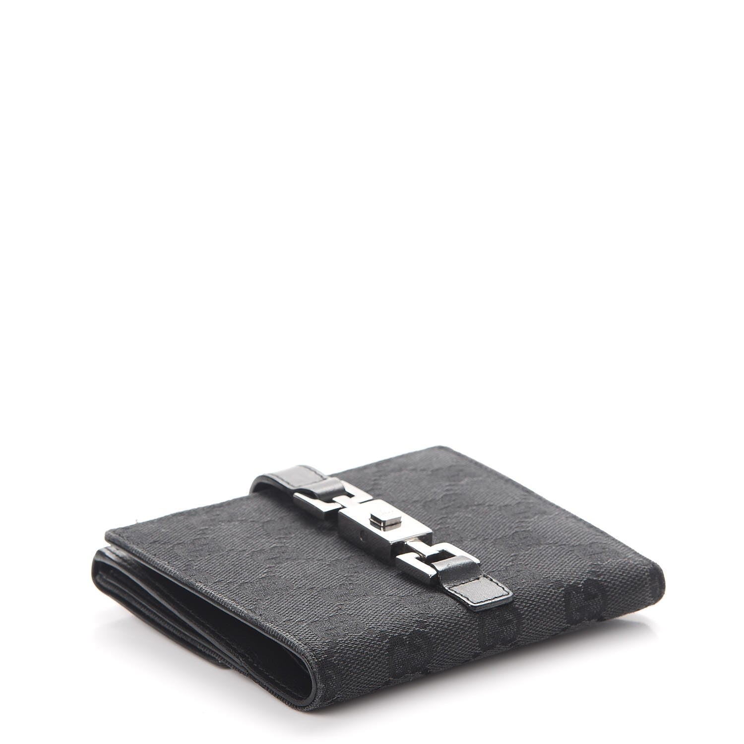 Gucci Monogram Piston Lock Compact Wallet Black 4 of 12