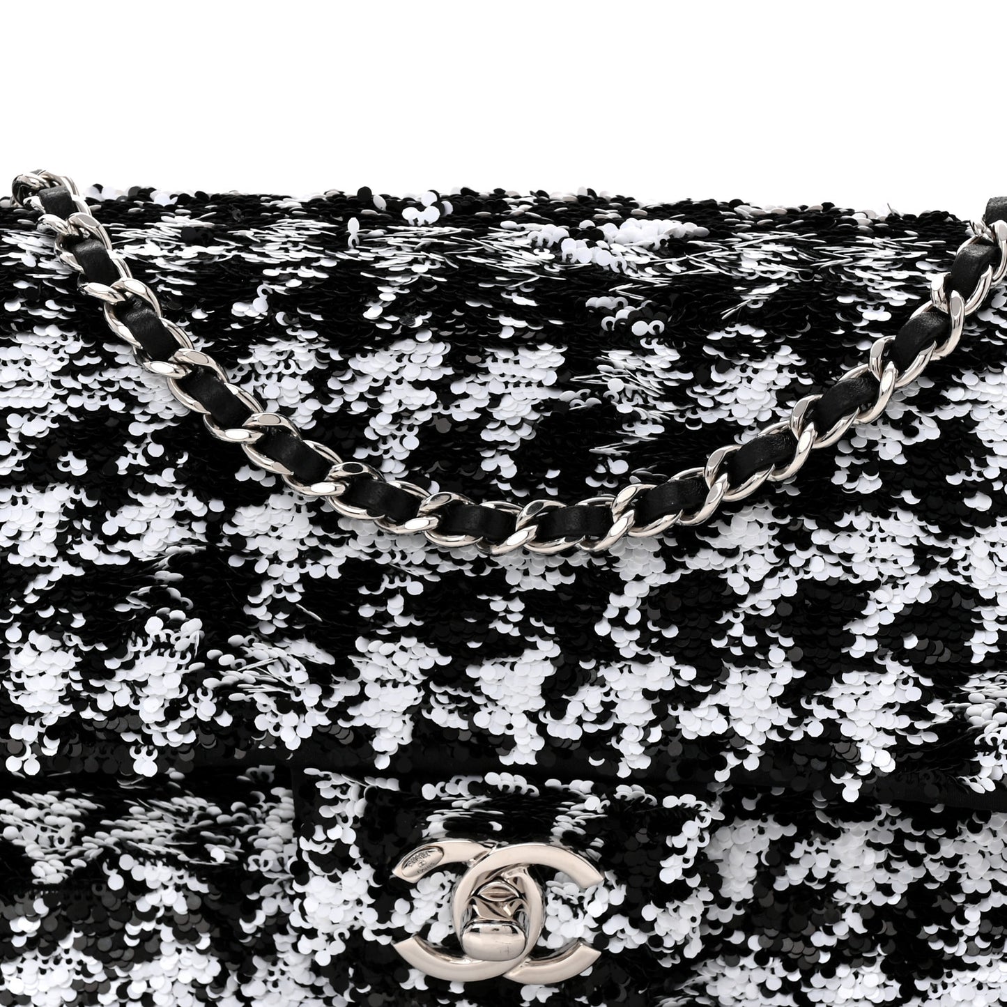 Sequin Houndstooth Small Flap Black White