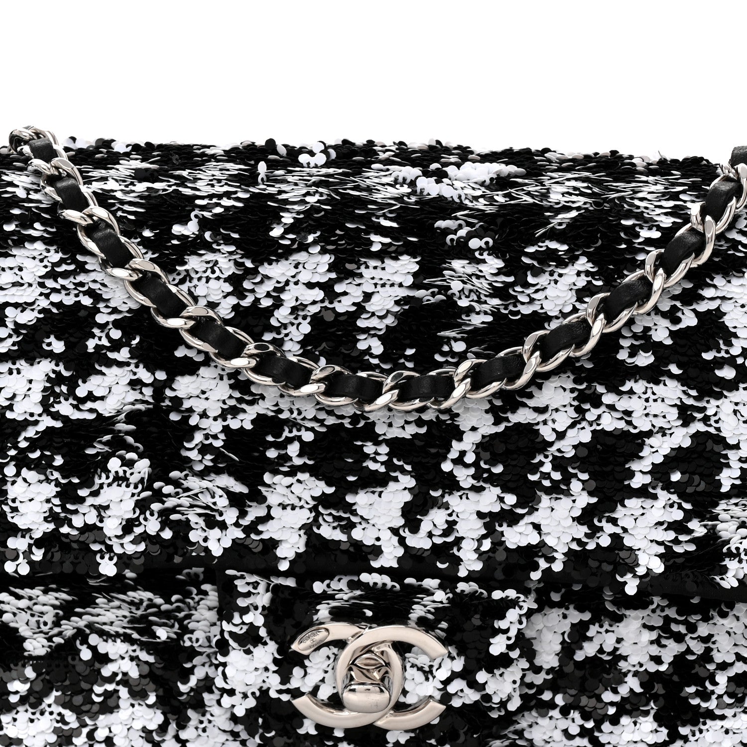 Chanel Sequin Houndstooth Small Flap Black White 8 of 10