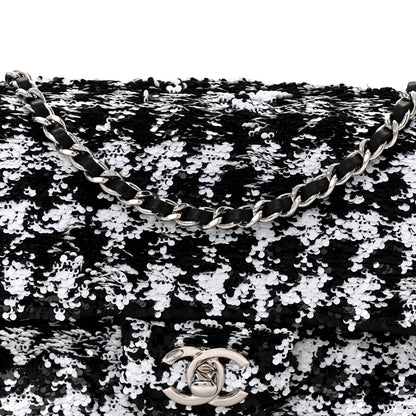 Chanel Sequin Houndstooth Small Flap Black White 8 of 10