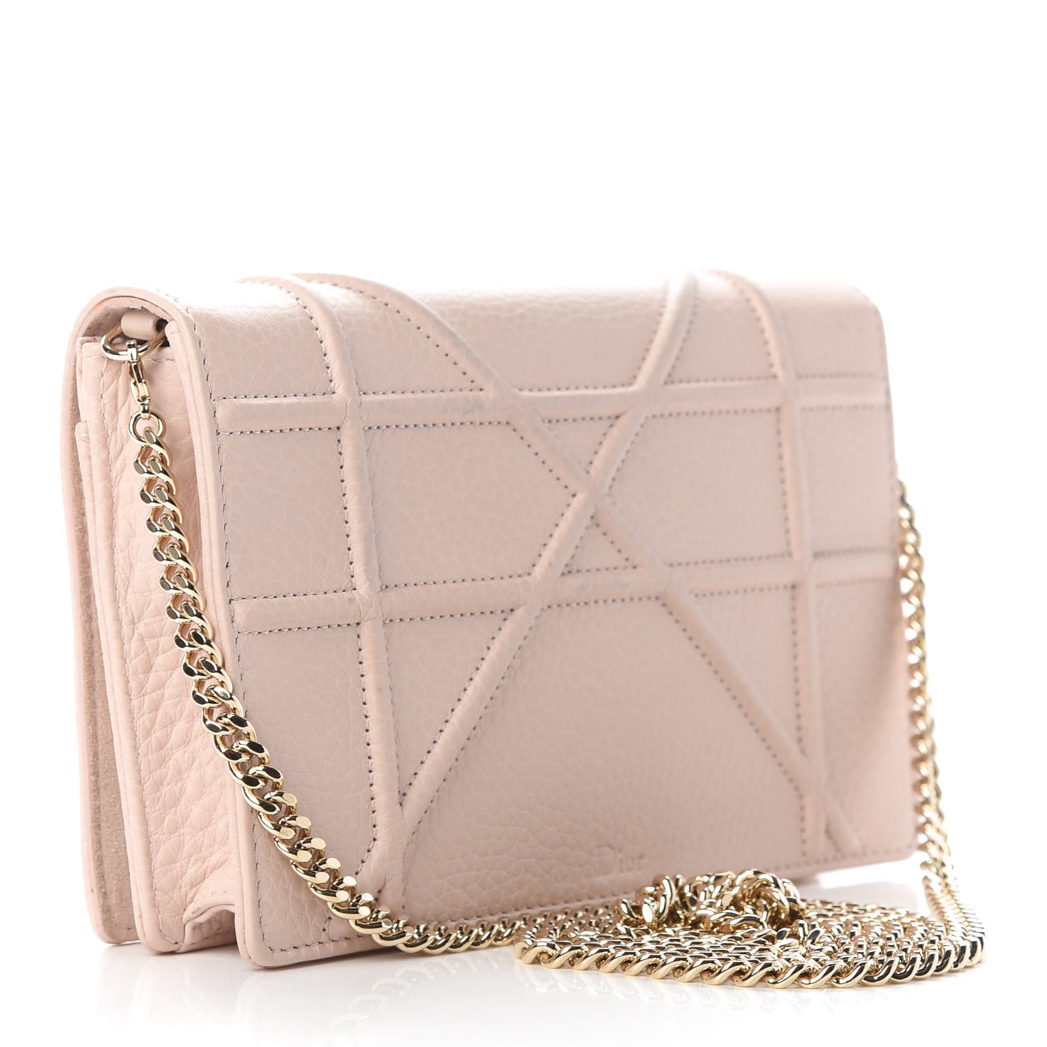 Christian Dior Grained Calfskin Diorama Wallet on Chain Pouch Rose Poudre 3 of 9