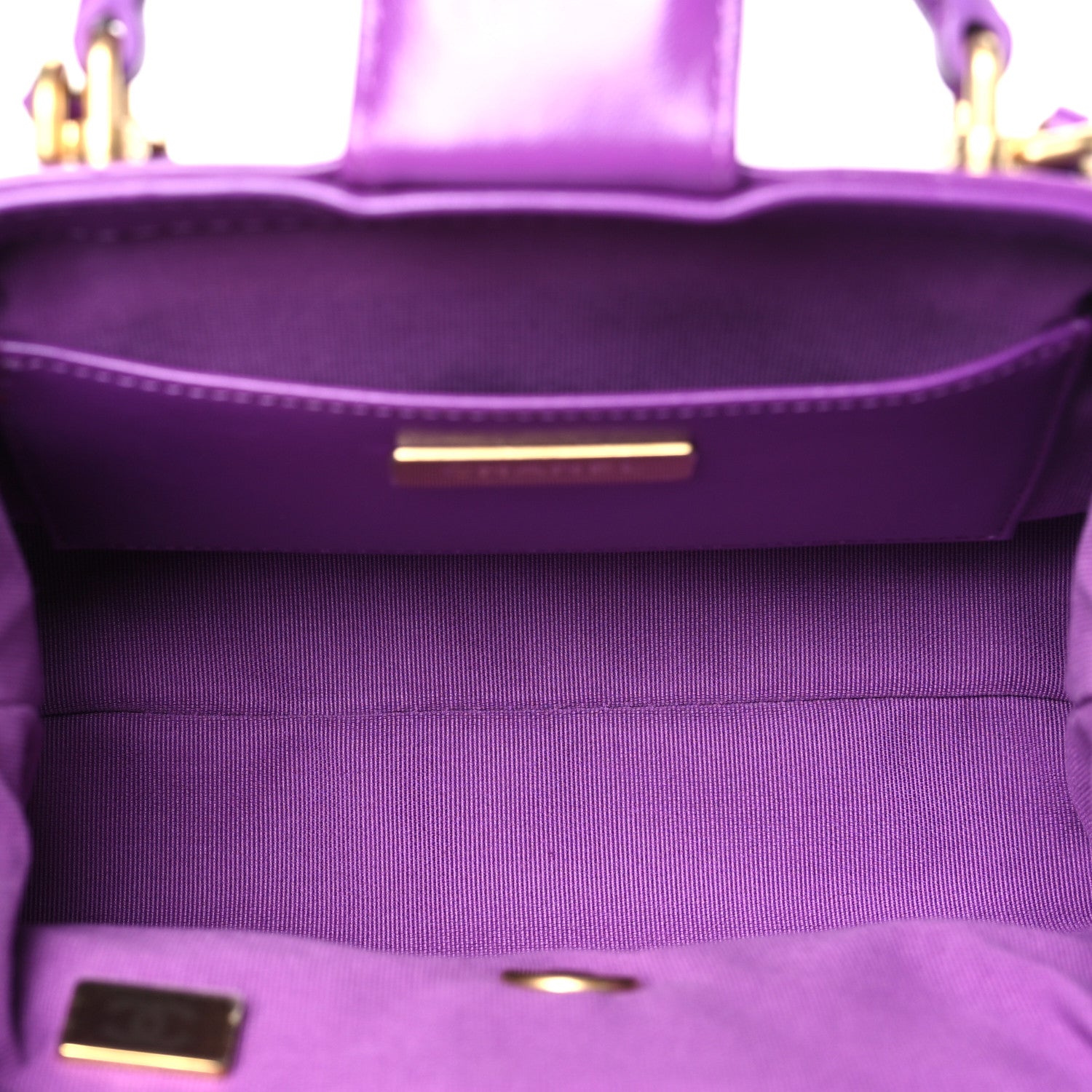 Chanel Shiny Lambskin Quilted Mini Cocodoc Top Handle Bag Purple