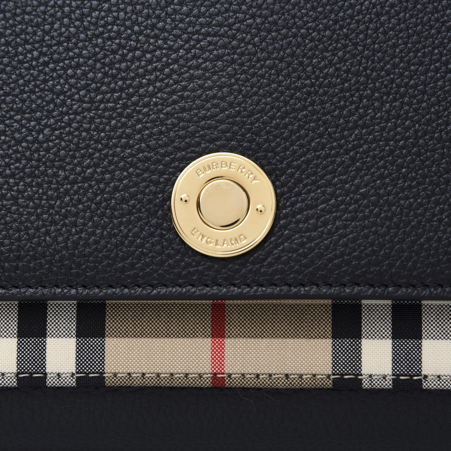 Grainy Calfskin Vintage Check Note Crossbody Bag Black