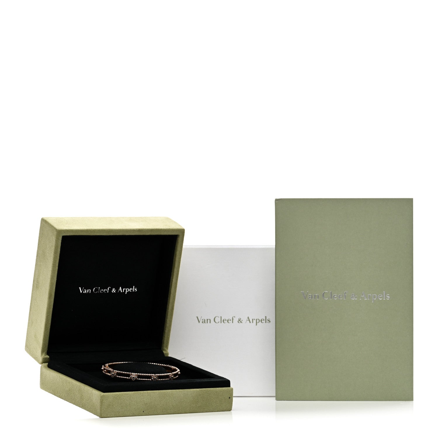 Van Cleef & Arpels 18K Rose Gold Diamond Perlee Sweet Clovers Bracelet S 4 of 4