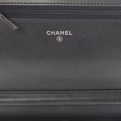 Chanel Goatskin Camellia Embossed Wallet On Chain WOC Grey 6 of 11