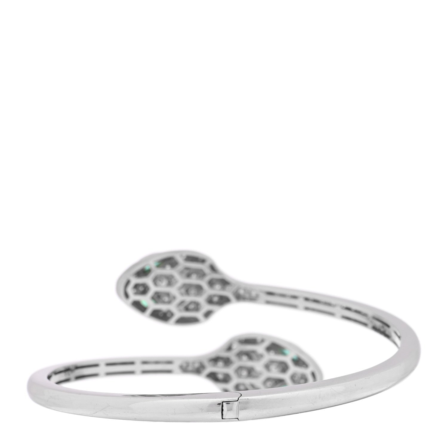 Bulgari 18K White Gold Diamond Emerald Serpenti Seduttori Pave Bracelet 2 of 4