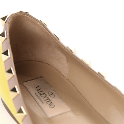 Valentino Garavani Patent Rockstud Ballerina Flats 37 Naples Yellow Poudre 13 of 15