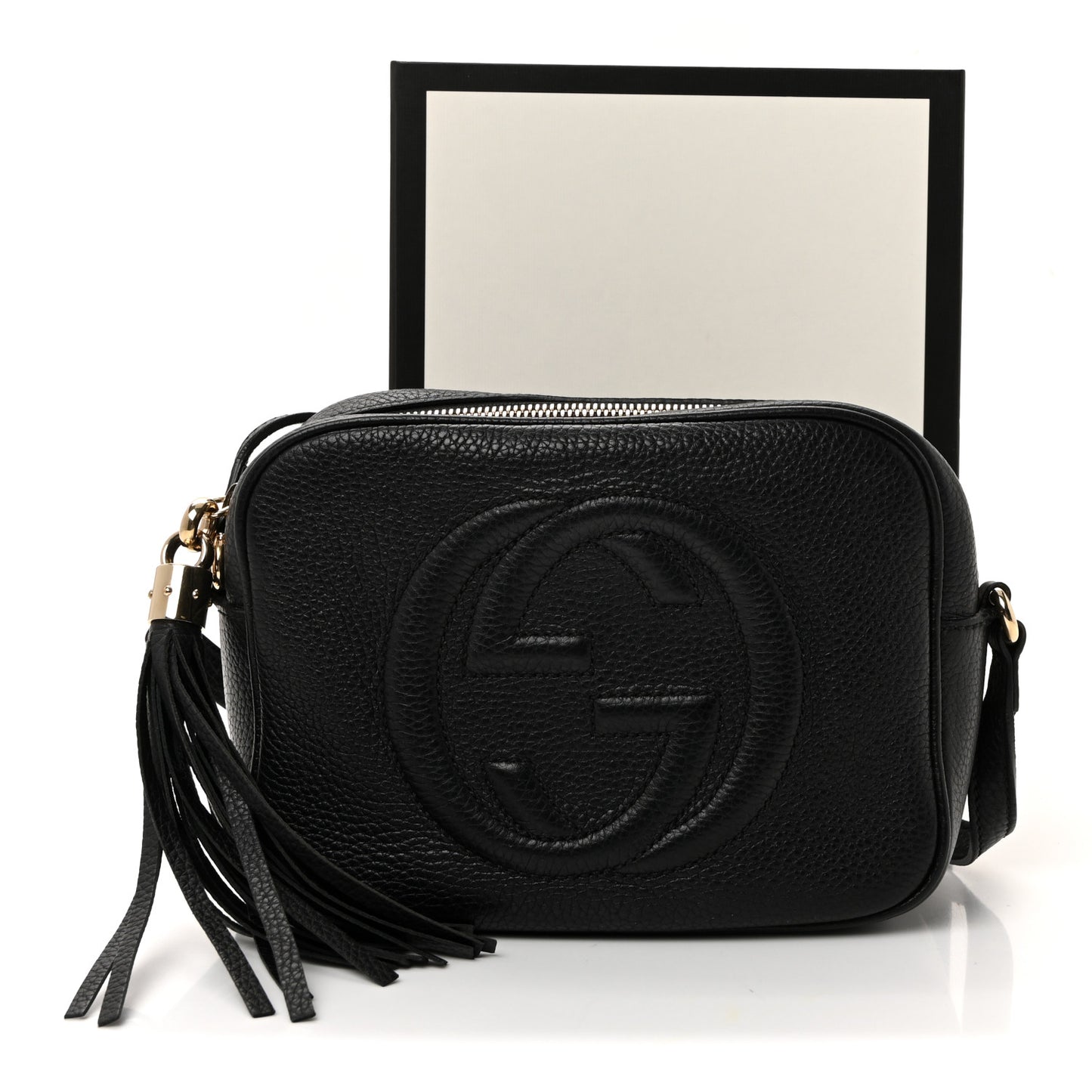 Pebbled Calfskin Small Soho Disco Bag Black