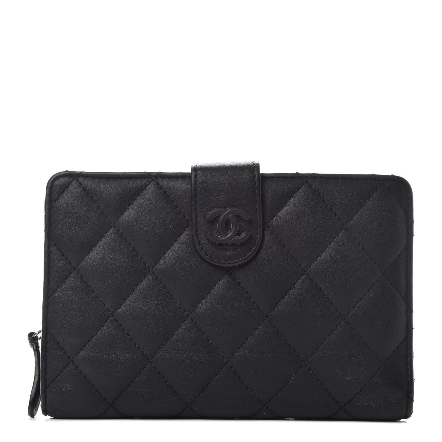 Chanel Lambskin Quilted Zipped Pocket Wallet Black 1 of 8