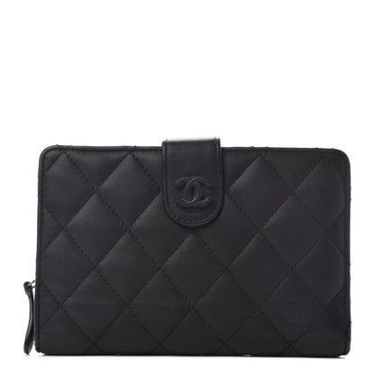 Chanel Lambskin Quilted Zipped Pocket Wallet Black 1 of 8