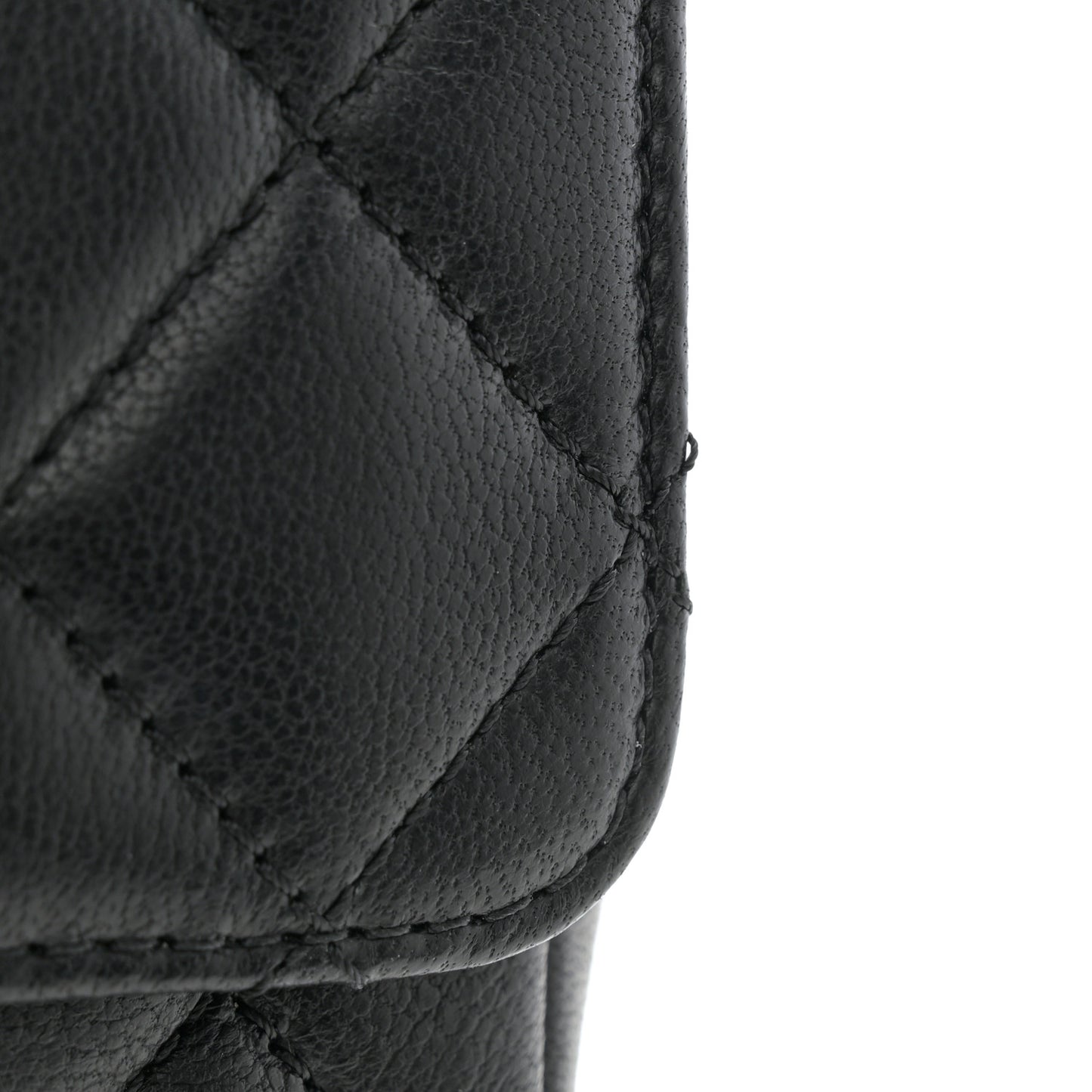 Lambskin Quilted Small Camellia Flower Flap Black