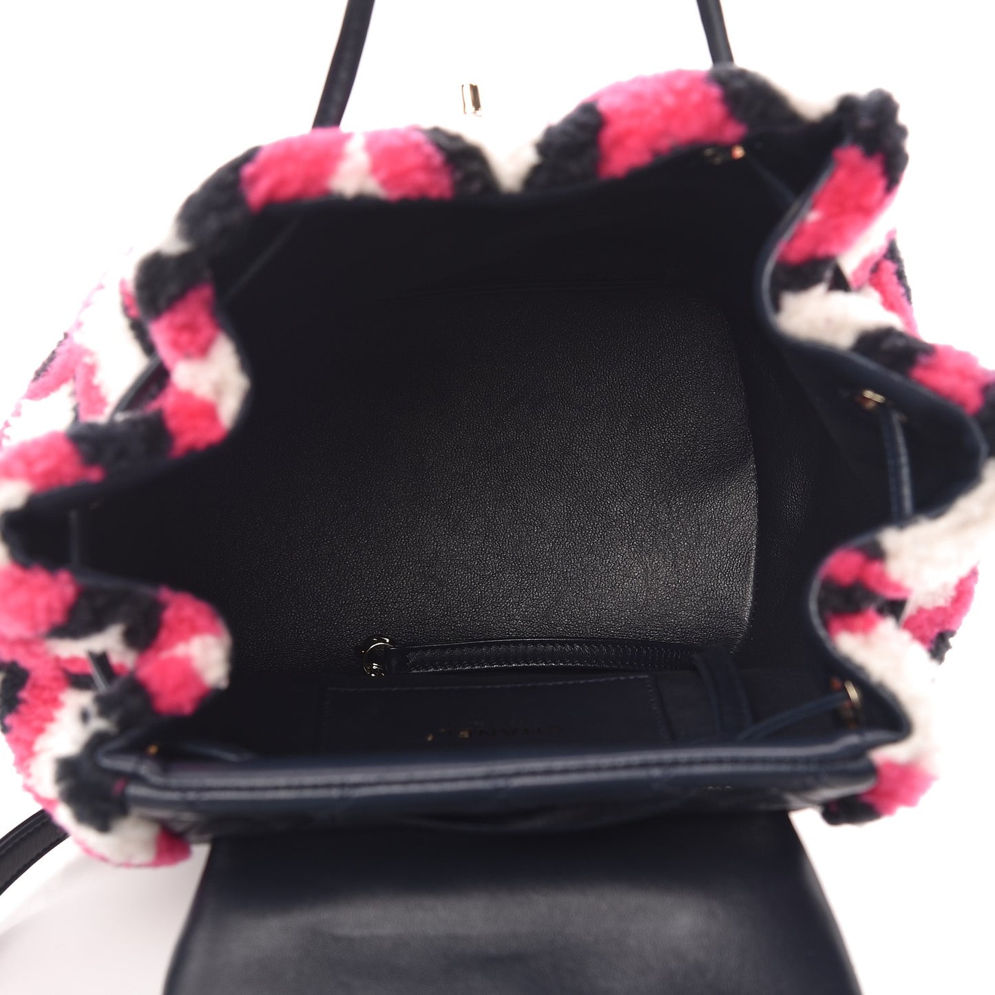 Lambskin Shearling Small Urban Spirit Backpack White Fuchsia Navy