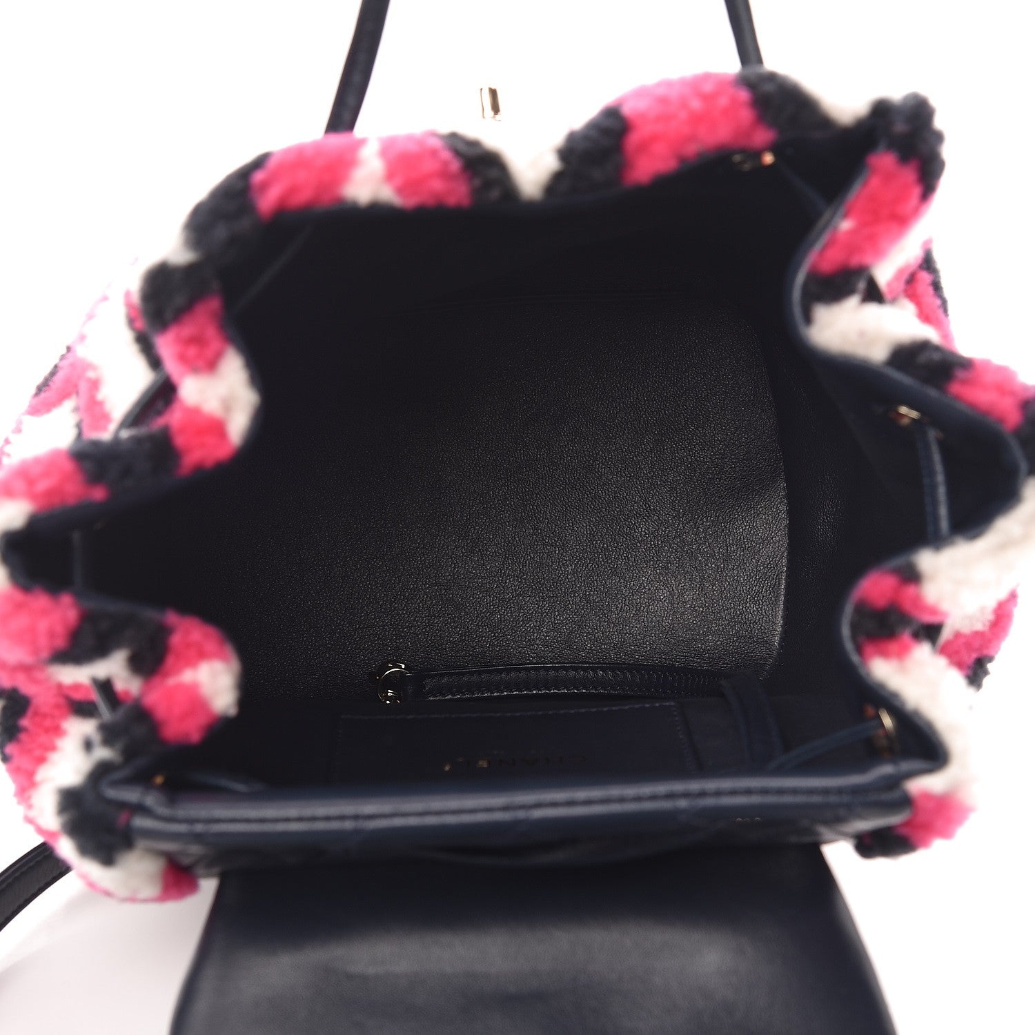 Chanel Lambskin Shearling Small Urban Spirit Backpack White Fuchsia Navy 5 of 8