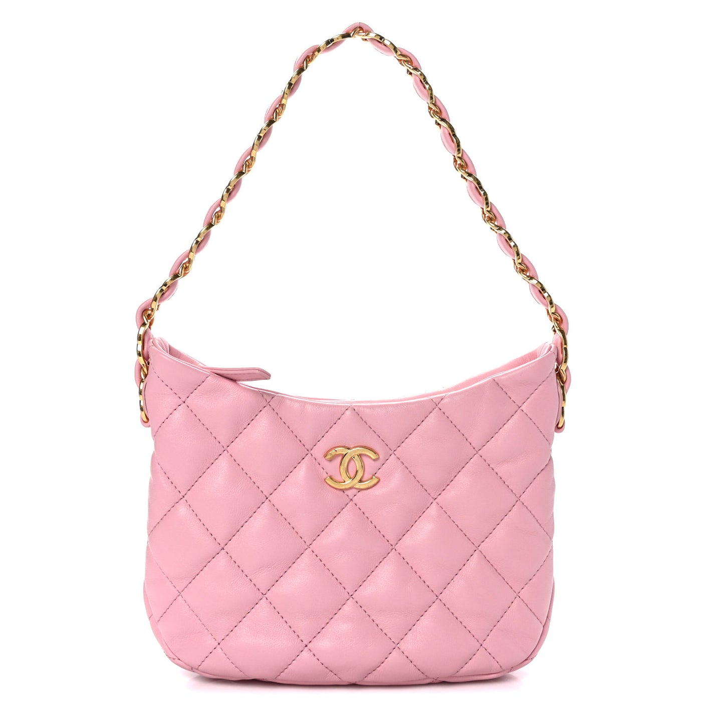 Lambskin Quilted CC Links Hobo Light Pink