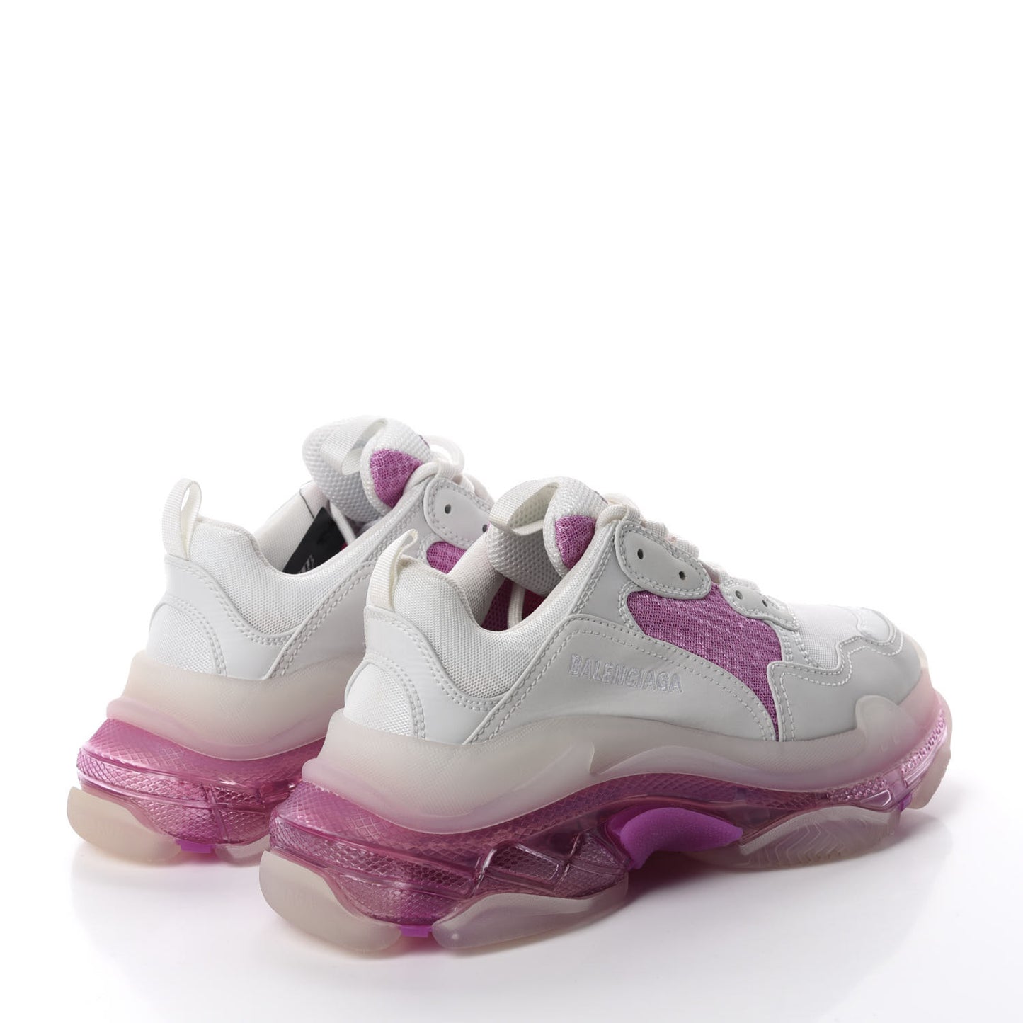 Fabric Mesh Clear Sole Womens Triple S Sneakers 40 White Pink