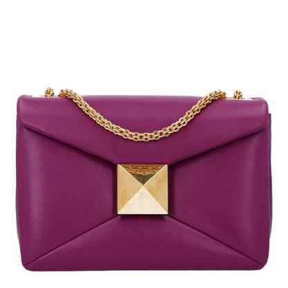 Valentino Garavani Nappa One Stud Chain Clutch Prune 1 of 10
