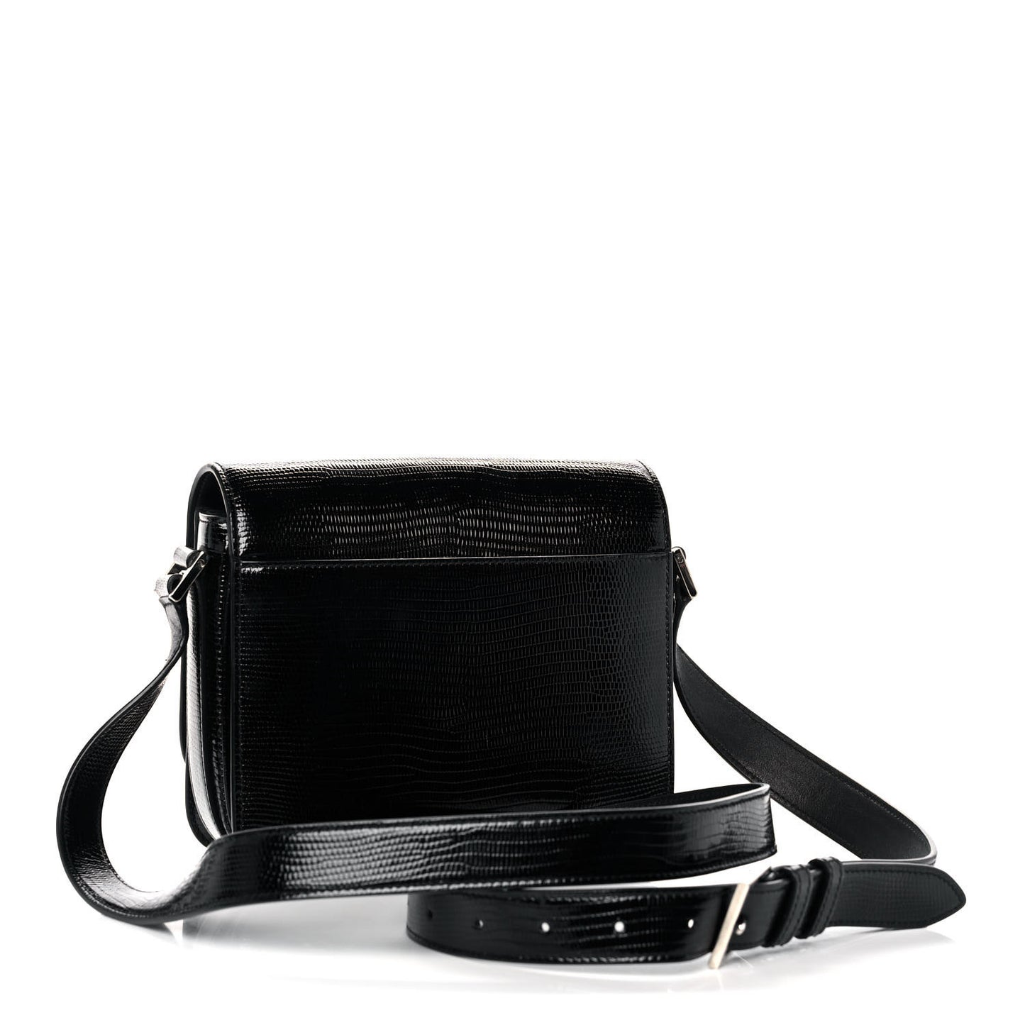 Calfskin Lizard Embossed Le 61 Shoulder Bag Black