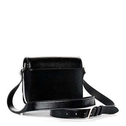 Saint Laurent Calfskin Lizard Embossed Le 61 Shoulder Bag Black 2 of 14