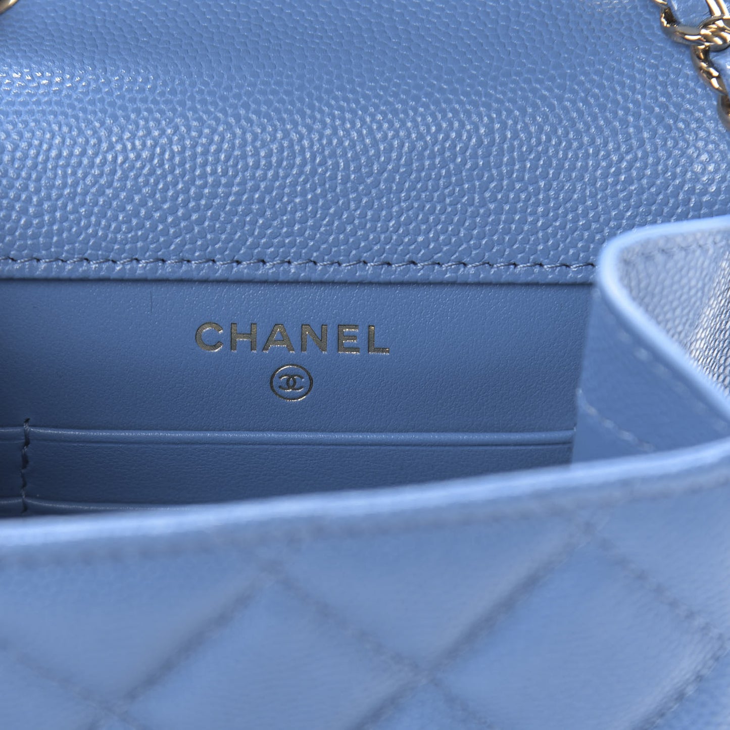 Caviar Quilted Classic Phone Holder Blue