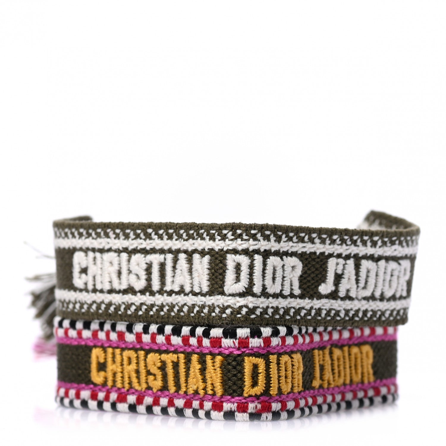 Christian Dior Woven Cotton J'Adior Friendship Bracelet Set Kaki Multicolor 1 of 3